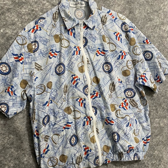Vintage Stephen Williams Mens Shirt Jacket Medium 80s Zip Blue Nautical Boating - Picture 15 of 15